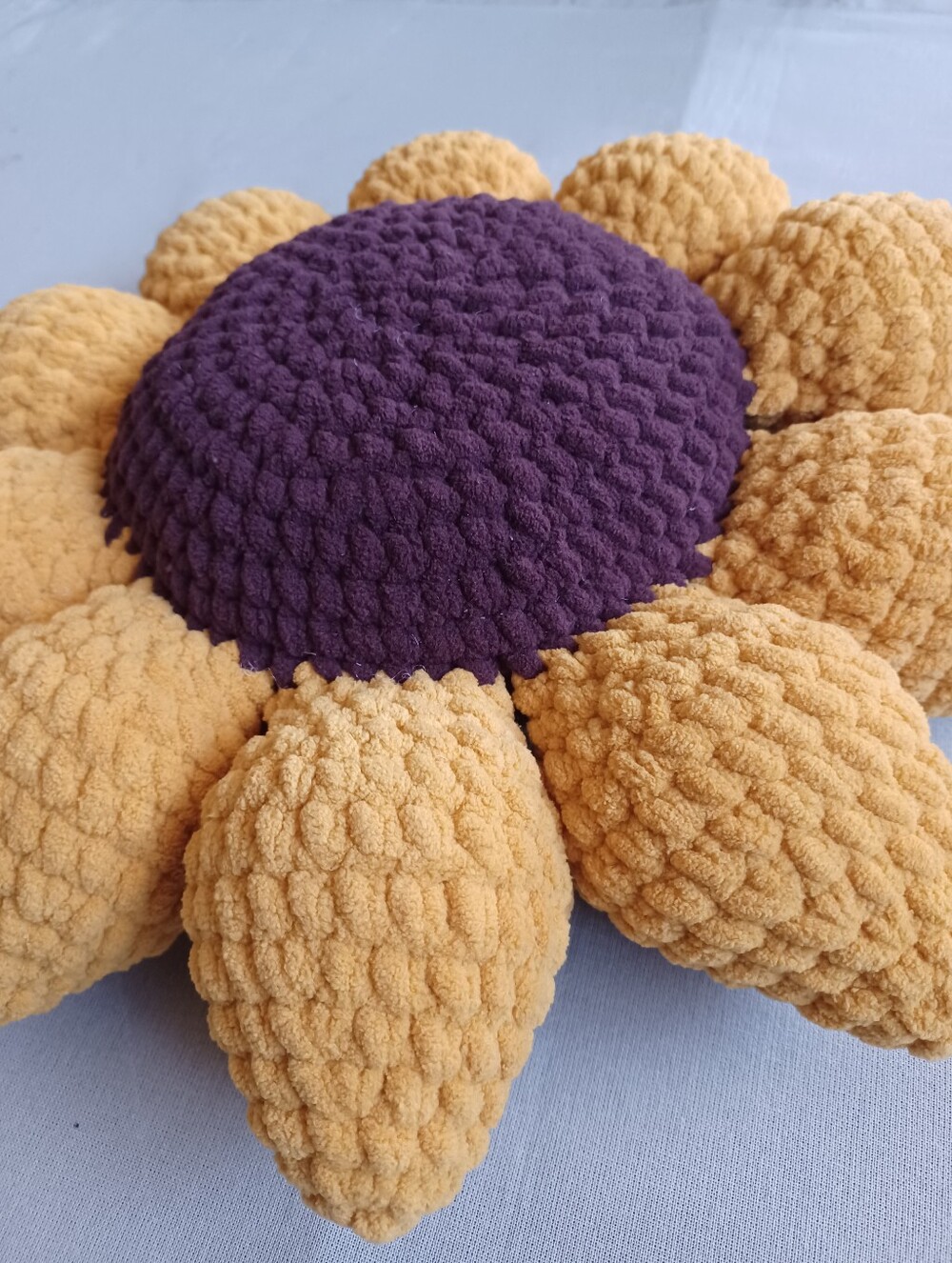 Handmade Crochet Sunflower Decorative Pillow - Picture 5 of 6